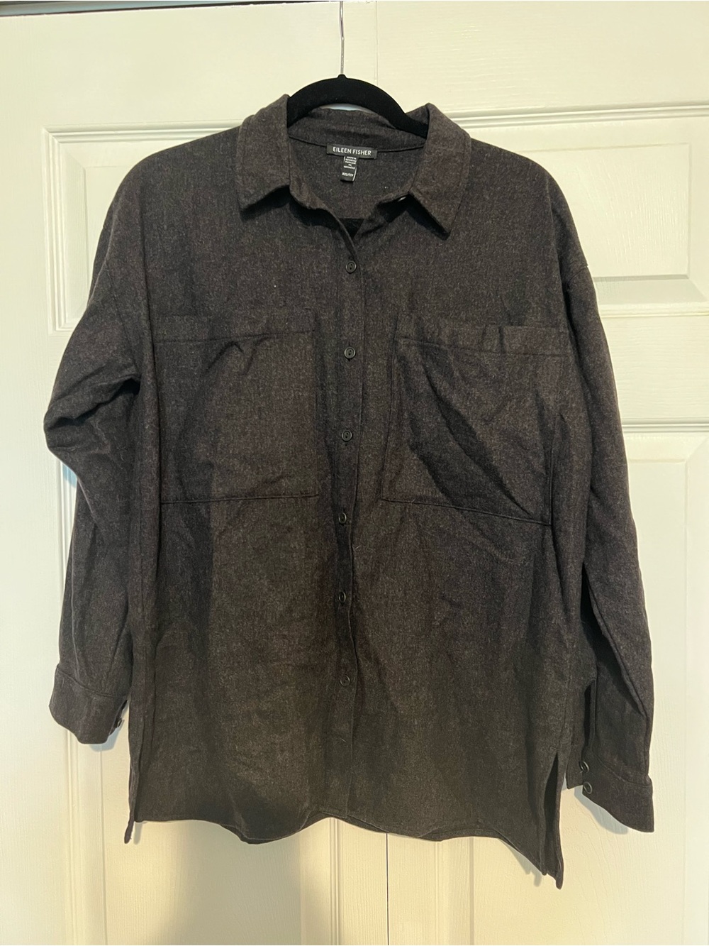 Eileen Fisher Women’s Wool Button-Up Shirt, XXS, Gray